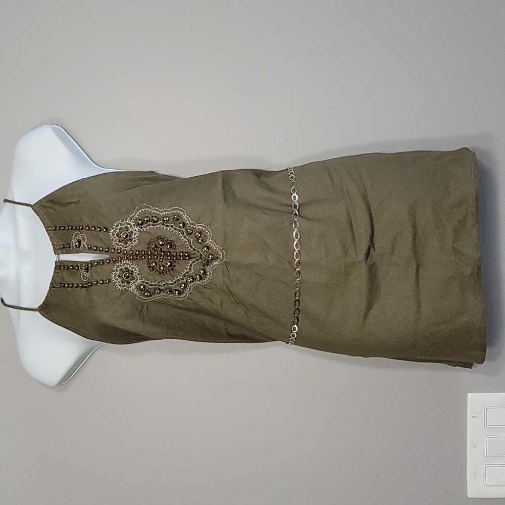 Unique 100% Linen Tunic Tank, Size Medium